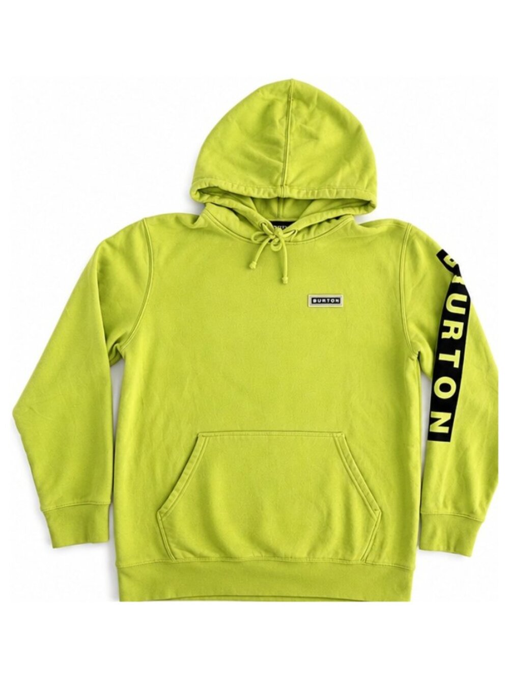 Burton Men’s Lime Green Pullover Hoodie Sleeve Logo Size M